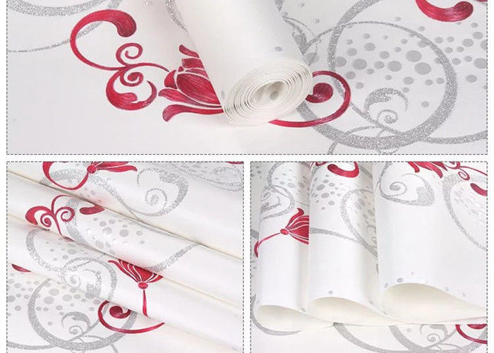White Foam Floral Self Adhesive Wallpaper Water Resistant Wallpaper For Administration
