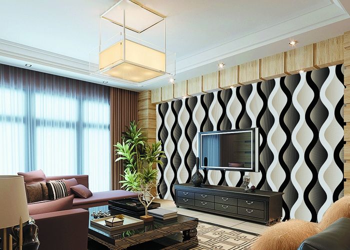 PVC Modern Style Low Price Wallpaper For Livingroom , Natural Vermiculite Particles