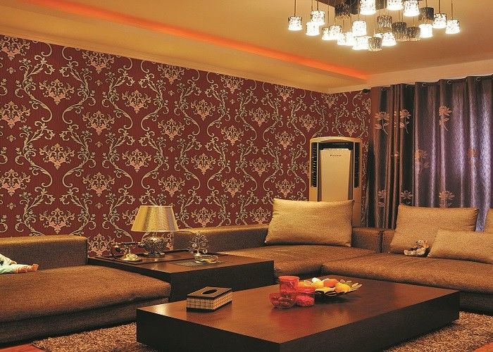 Brick Red Non-Pasted Vinyl Coated Paper Contemporary Wall Wallpaper For Administration