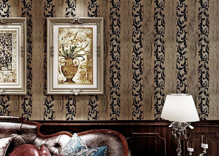 Household TV Background Classic Design Wallpaper Velvet Wallcovering European Style