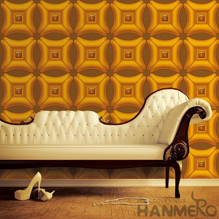 Golden Color Decorative 3D Home Wallpaper , PVC Wallpaper For House Interior
