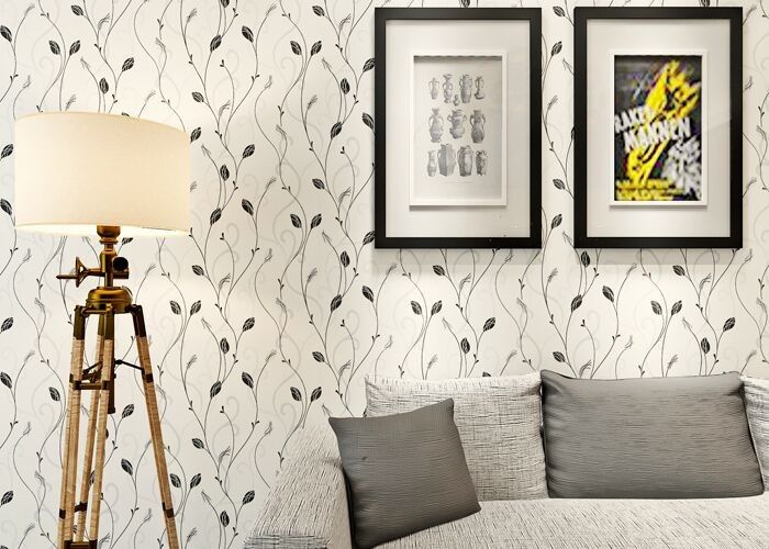 Leaf Pattern Embossed Vinyl Modern Removable Wallpaper Contemporary Wall Coverings