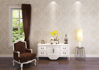Eco - friendly Embossed Vinyl Wall Coverings , Silver Damask Pattern Wallpaper
