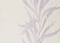 Asian Style Embossed White Wallpaper , Waterproof Leaf Pattern Wallpaper