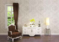 Classic Style Sliver Embossed Wallpaper , White Geometric Damask Pattern Wallpaper