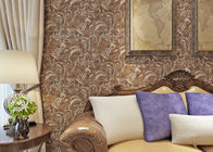 Classic Style Embossed Washable Vinyl Wallpaper with Chocolate color , CE ISO Compliant