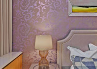 Embossed European Style Purple Flower Wallpaper Removable For TV Background