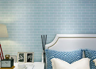 Blue Pre - Pasted Self Adhesive Wall Covering Non Woven / 3D Brick Wallpaper , CE Standard