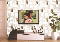 3D Moisture-Proof Non-Woven Home Wallpaper With Basket Of Flowers And Square Printings