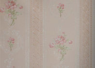 Concise European Flower Strippable Living Room Wallpaper With Vertical Striped